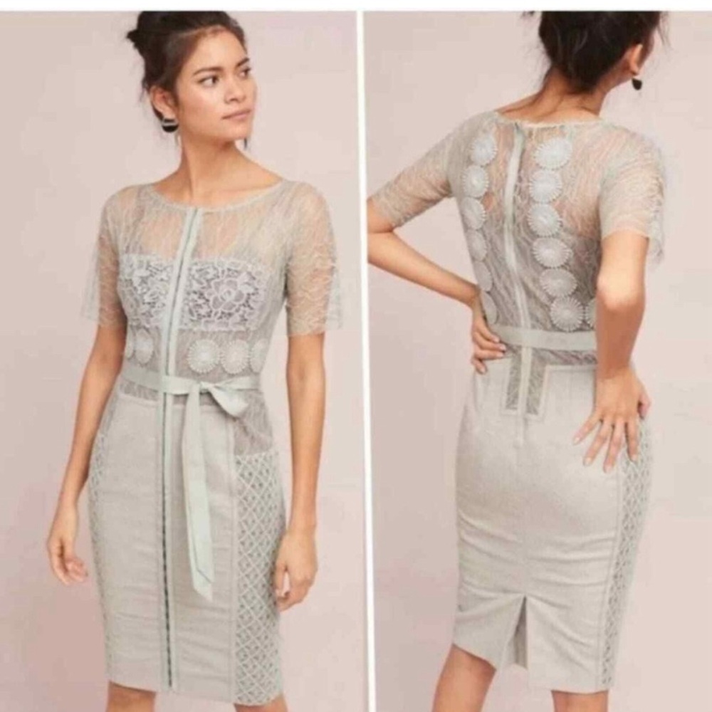 Byron Lars Carissima Sheath Dress in Grey Motif size 4 NWT